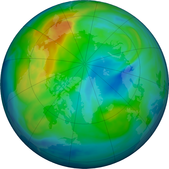 Arctic ozone map for 09 November 2018